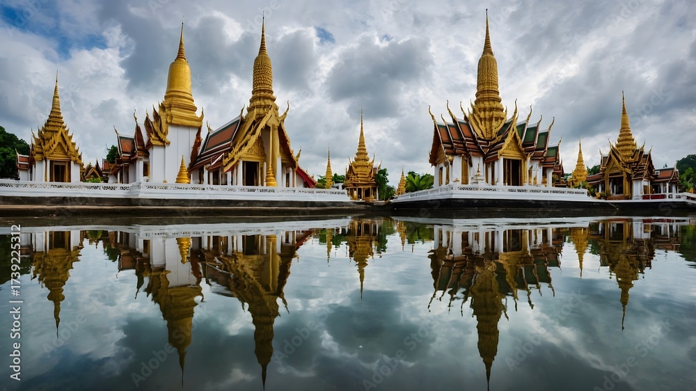 Naklejka premium Golden Temple with Reflection
