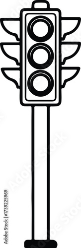 Vector silhouette traffic light control signal illustration