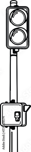 Vector silhouette train signal with semaphore arm illustration