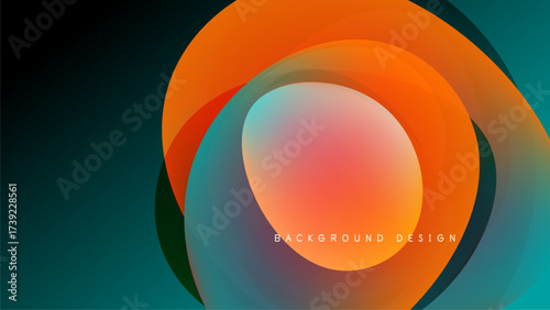 Abstract colorful layers create dynamic circular design. Gradient hues blend, forming modern visual element. Smooth shapes suggest movement, depth.