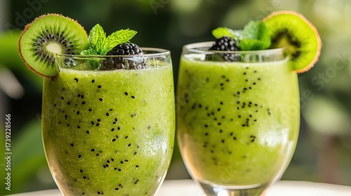 Green smoothies with kiwi