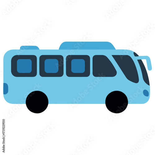 Vibrant Light Blue Bus Illustration on a Clean White Background