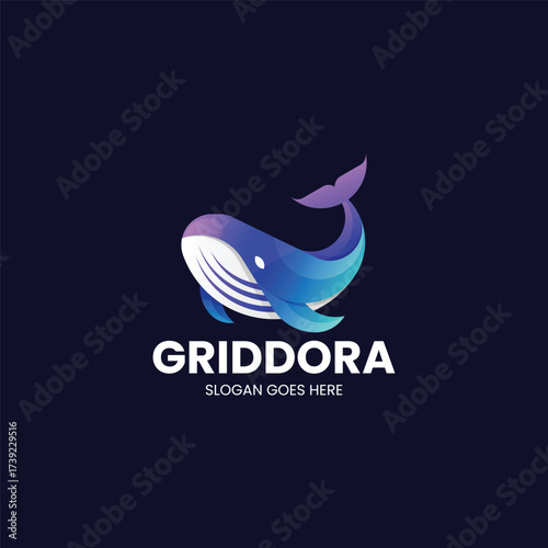 Gradient Modern Whale Logo Design