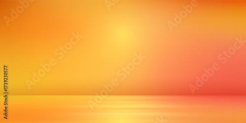 Abstract 3D autumn studio space background. Blank wall background with orange and dark brown gradients. Horizontal mockup background for seasonal product presentation. Vector illustration.