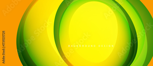 Abstract vibrant layers create dynamic visual effect. Orange, yellow, green hues blend seamlessly. Modern design element for backgrounds.