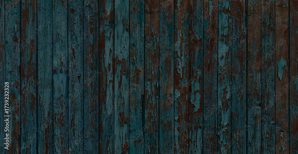 Fototapeta premium cracked paint flakes peel off on old wooden fence background