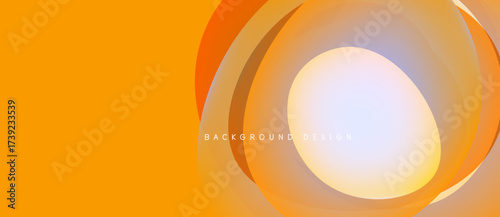 Orange abstract layers create circular design. Bright center radiates outward, forming dynamic visual effect. Modern, clean aesthetic.
