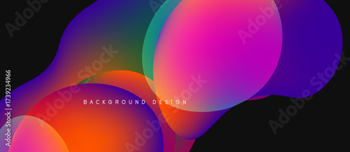 Abstract fluid shapes overlap, creating vibrant color gradients. Background features smooth transitions, modern design elements.