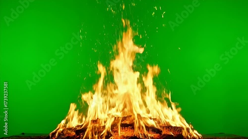 Dynamic Campfire Flames on Green Screen Background Stock Footage for Visual Effects and Compositing and adds a touch of warmth