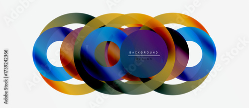 Abstract colorful overlapping circles create dynamic visual effect. Modern design element for backgrounds, presentations.