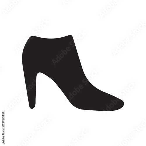 Black ankle boot silhouette isolated on white background