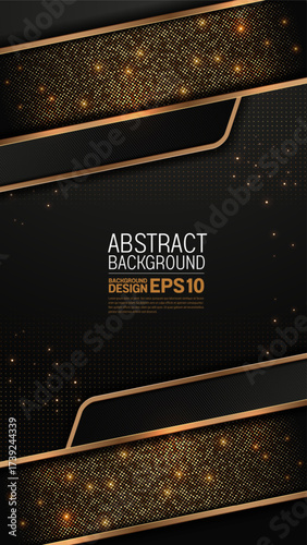 Abstract modern luxury black gold background with golden lines, dots and shadow effect, template for business, elegant premium banner, smartphone wallpaper, not generated by AI