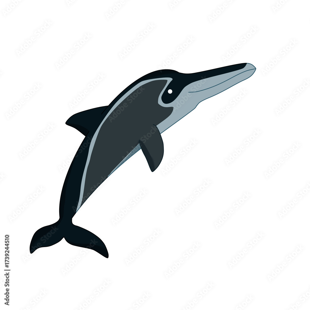 Obraz premium Cute dolphin vector illustration set isolated on white background flat cartoon aquatic animal sticker design clipart element for kids