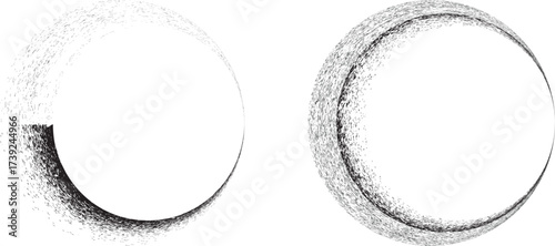 Round brushes pack .Grunge circle brushes. Vector brush Stroke. Distressed banner. Black circles with rough edges. paintbrush collection .Gradient paintbrush . Circular marks . Grunge textured circles