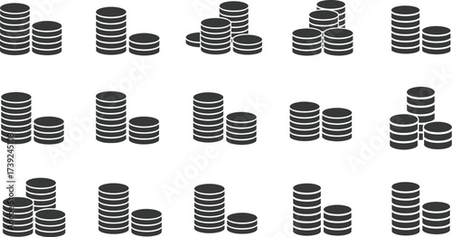 Vector art of stacks of coins in vector drawing