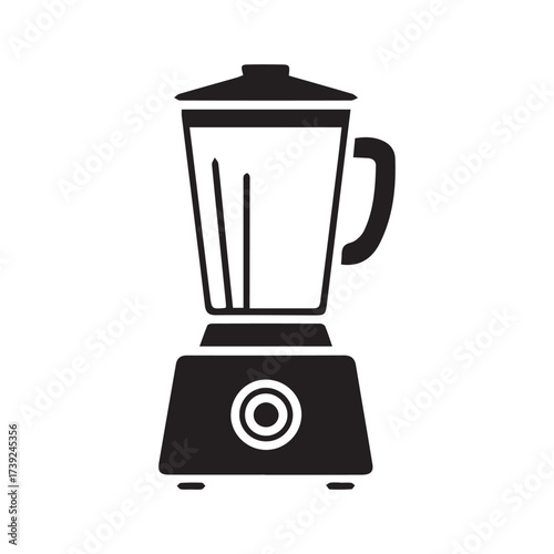 A black silhouette of a kitchen blender on a white background.
