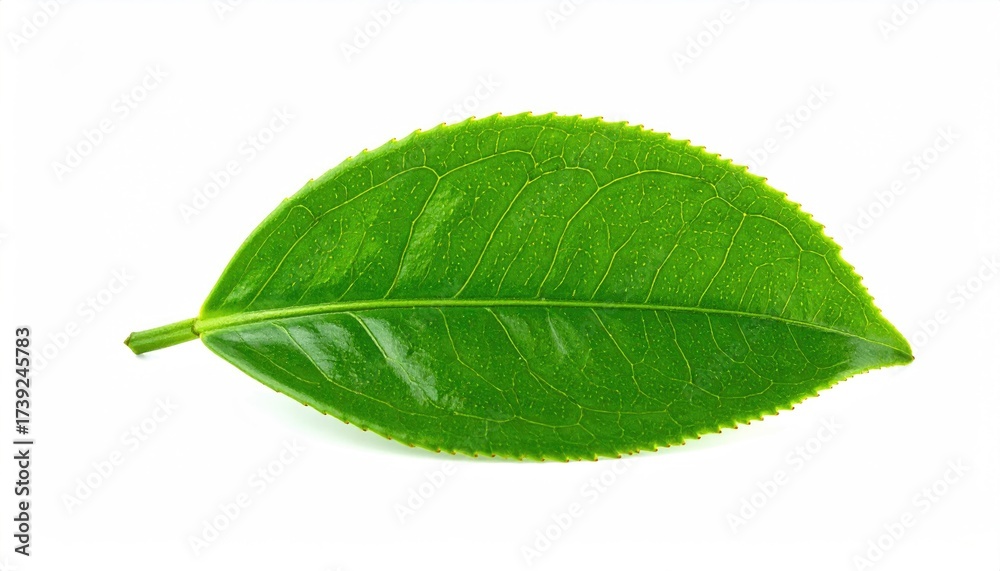 Fototapeta premium Vibrant green leaf with serrated edge