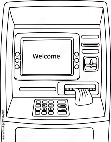 Vector art of ATM machine outline illustration
