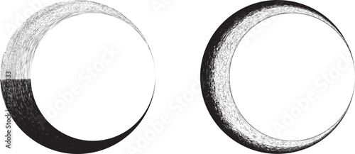 Round brushes pack .Grunge circle brushes. Vector brush Stroke. Distressed banner. Black circles with rough edges. paintbrush collection .Gradient paintbrush . Circular marks . Grunge textured circles