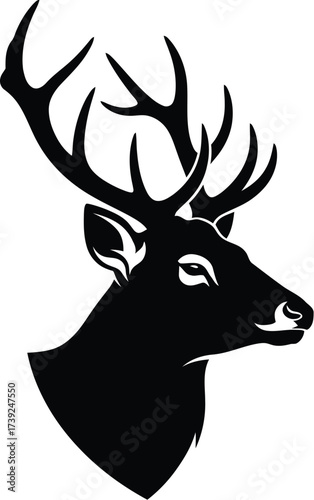 Vector art of deer head silhouette illustration