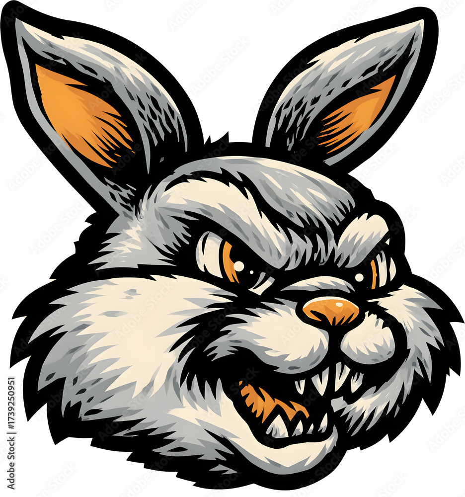 Fototapeta premium Fierce Angry Rabbit or Hare Mascot Head Logo