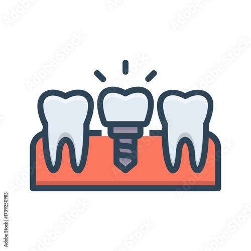 Vector color shadow icon for Dental implant