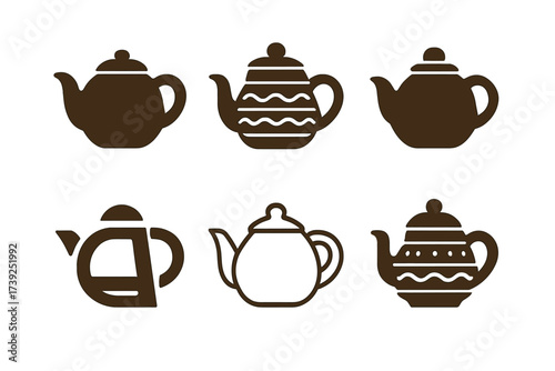 Teapot Logo Variations. handmade pottery. Set Logo of handmade pottery: teapot. harmonious logo variations of the same emblematic concept, each with different