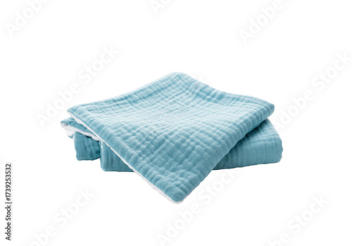 Soft, textured baby blanket made from muslin fabric, folded neatly, ideal for newborn care, swaddling, or nursery decor.
