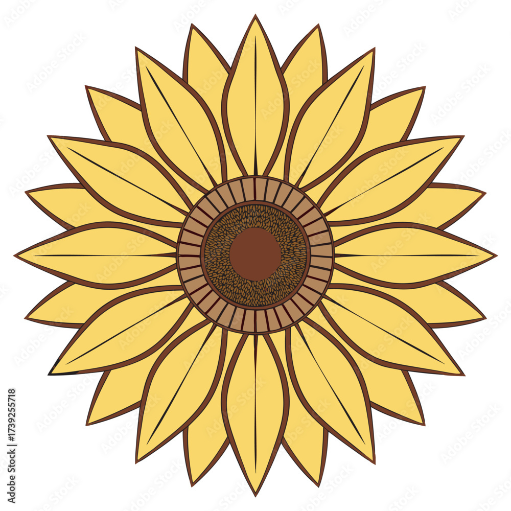 Fototapeta premium A flat vector illustration featuring one distinct representations of a sunflower