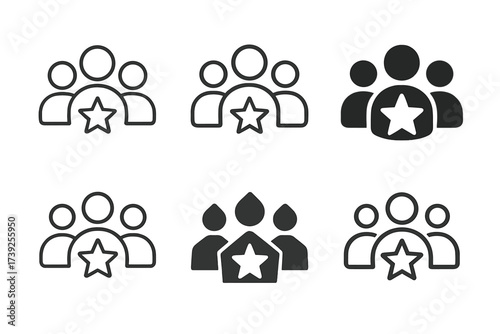 Influencer Logo Variations. influencer marketing strategies. Set Logo of influencer marketing strategies: follower group. harmonious logo variations of the