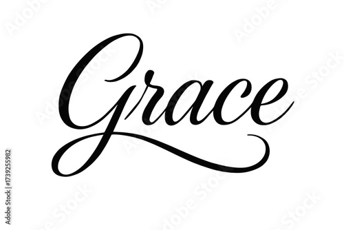 Elegant Calligraphy Design. Grace, elegant calligraphy lettering, smooth curves, balanced composition, clear readable letters, consistent style, none, none,