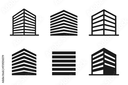 Metal Cladding Logos. metal cladding. Set Logo of metal cladding: building facade. harmonious logo variations of the same emblematic concept, each with