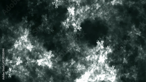 Abstract cloudy texture in black, gray, and white tones with a smoky and misty atmosphere. Storm clouds, fog, or cosmic nebula effects. Light and shadow dramatic, moody, and textured background
