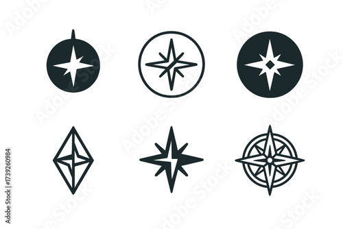 Customer Journey Logos. Customer journey map. Set Logo of Customer journey map: Compass. harmonious logo variations of the same emblematic concept, each with