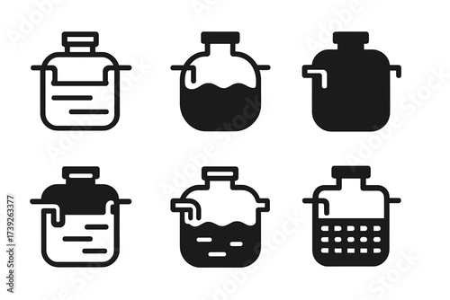 Septic Systems Diagram. Septic tank system. Set Logo of Schematic diagram: Schematic diagram. Iconic shape, Minimal outline, Filled silhouette, Stylized