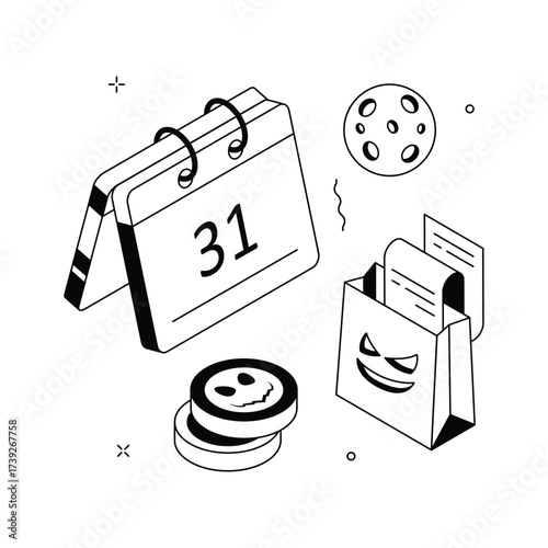 Have a look at this amazing isometric illustration of halloween calendar