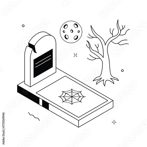 Download this creative isometric illustration of tombstone in modern style
