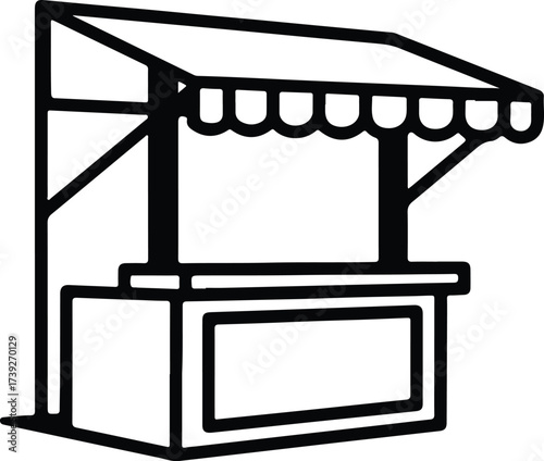 Vector silhouette market stall or street vendor shop illustration