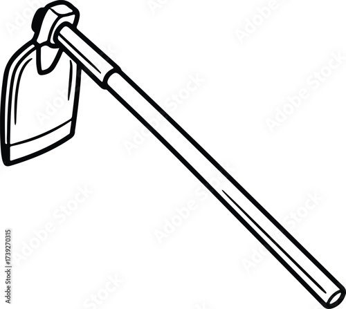 Vector silhouette of a hoe tool for gardening illustration