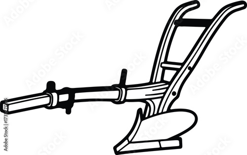 Vector silhouette of a farm plow agricultural implement illustration