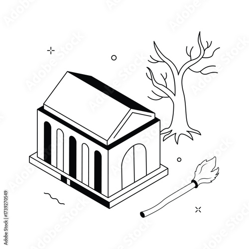 An amazing isometric illustration of haunted house in trendy style