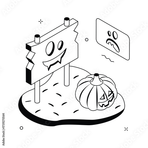 Get this amazing illustration of halloween spooky board in modern style