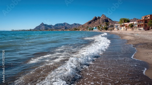 Loreto Mexico 2020: Calm Beach Scene with Sandy Shoreline in Tranquil Coastal Setting