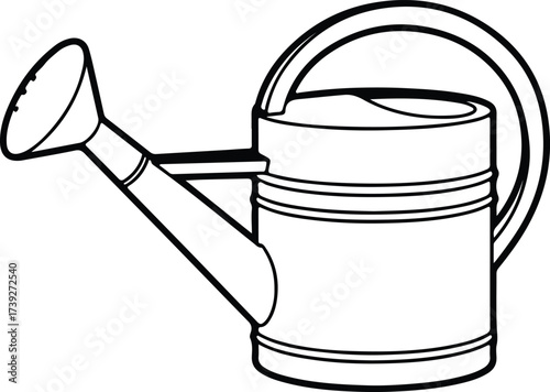 Vector silhouette watering can outline gardening tool illustration