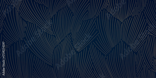 Luxury abstract vector pattern, golden leaves, floral ornaments, elegant linear textures, exotic nature, Art Deco. Modern wallpaper, summer fabric print, spa design, vintage botanical illustration