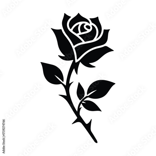 Bild auf Leinwand Monochrome Rose Outline Sketch Art