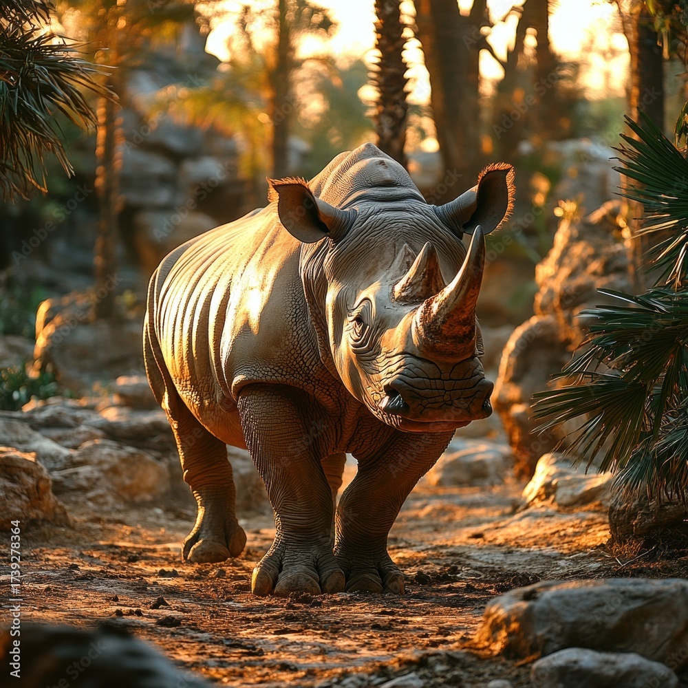 Fototapeta premium White rhinoceros in the zoo Thailand Asia.
