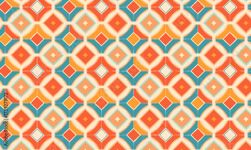 Retro Bohemian Geometric Seamless Pattern with Ethnic Diamond Shapes
