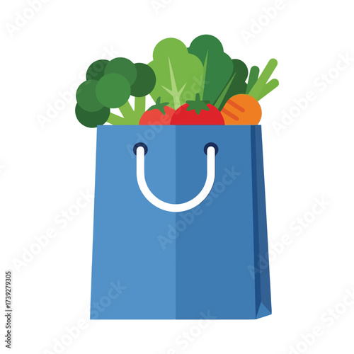 Fresh vibrant vegetables in a blue bag ready to enjoy a healthy lifestyle through delicious and nutritious meals