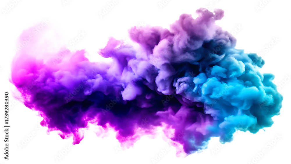 Fototapeta premium swirling purple and blue clouds isolated on white background, png, ai generated